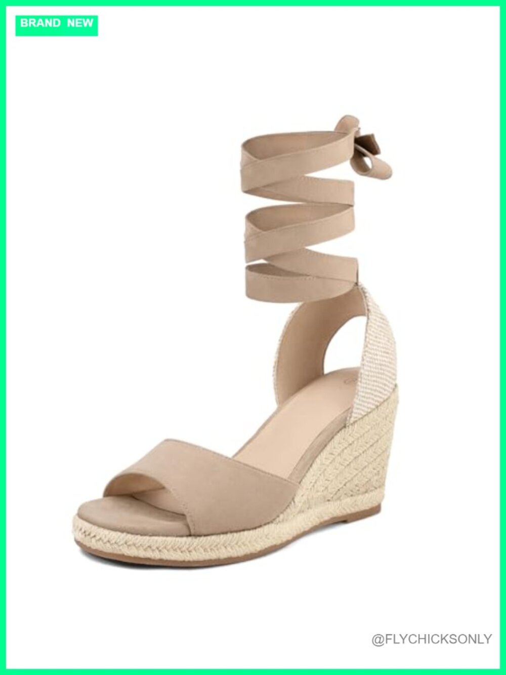 Women's Wedge Sandals Open Toe Espadrilles 3.3-Inch Lace-Up Ankle Straps
